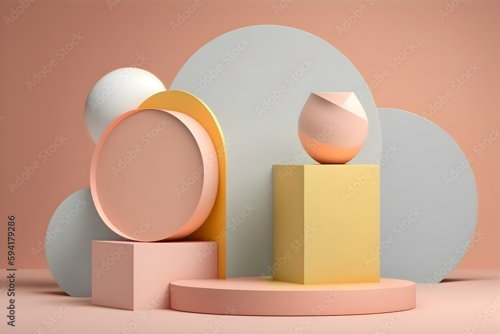 3D podium background with natural light and shadow.