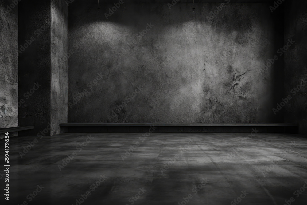 Dark black and gray abstract cement wall and interior textured studio room for product display. Wall background Dark black and gray abstract cement wall and interior textured studio room for product display. Wall background
