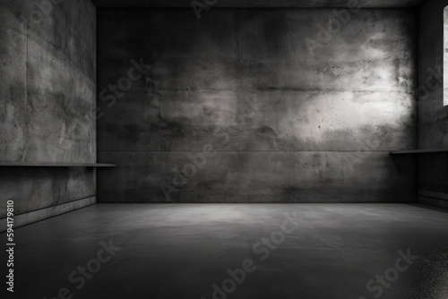 Dark black and gray abstract cement wall and interior textured studio room for product display. Wall background  © ttonaorh