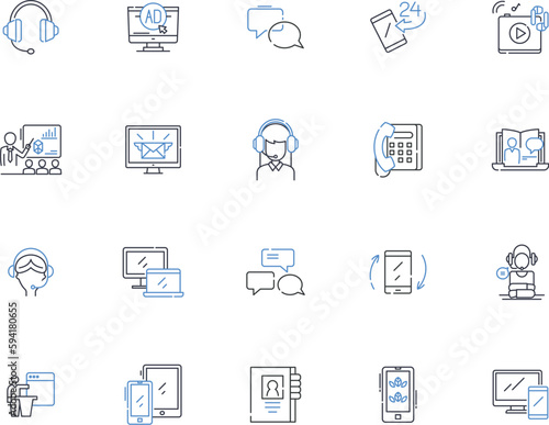 Articulation line icons collection. Pronunciation, Diction, Enunciation, Vocalization, Articulatory, Speech, Clarity vector and linear illustration. Phtics,Accent,Utterance outline signs set photo
