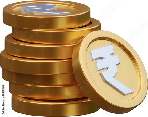 Photos Stack of a gold rupee coin currency market financial or investment money banking treasure wealth cash and golden rupee pile economy with business earnings profit sign