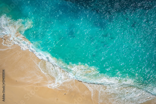 aerial view of clear waters beach in bali, indonesia