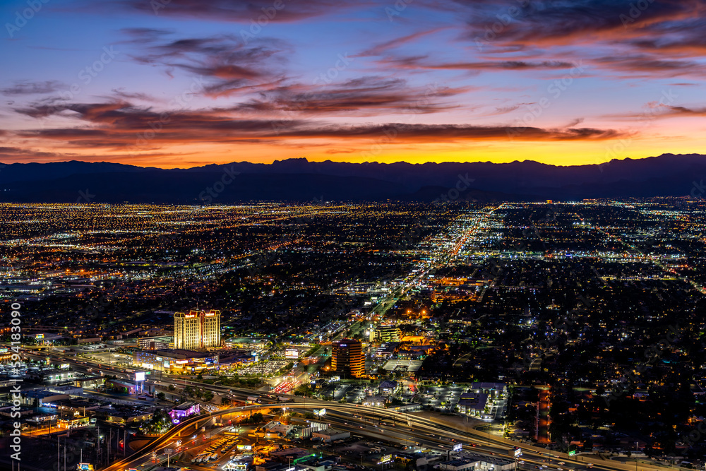 Las Vegas, Nevada, USA - Sunset over the city skyline