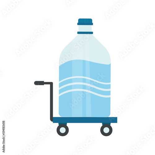 Icon big bottle with clean water.Plastic bottle for a cooler on a trolley.Isolated on white background.