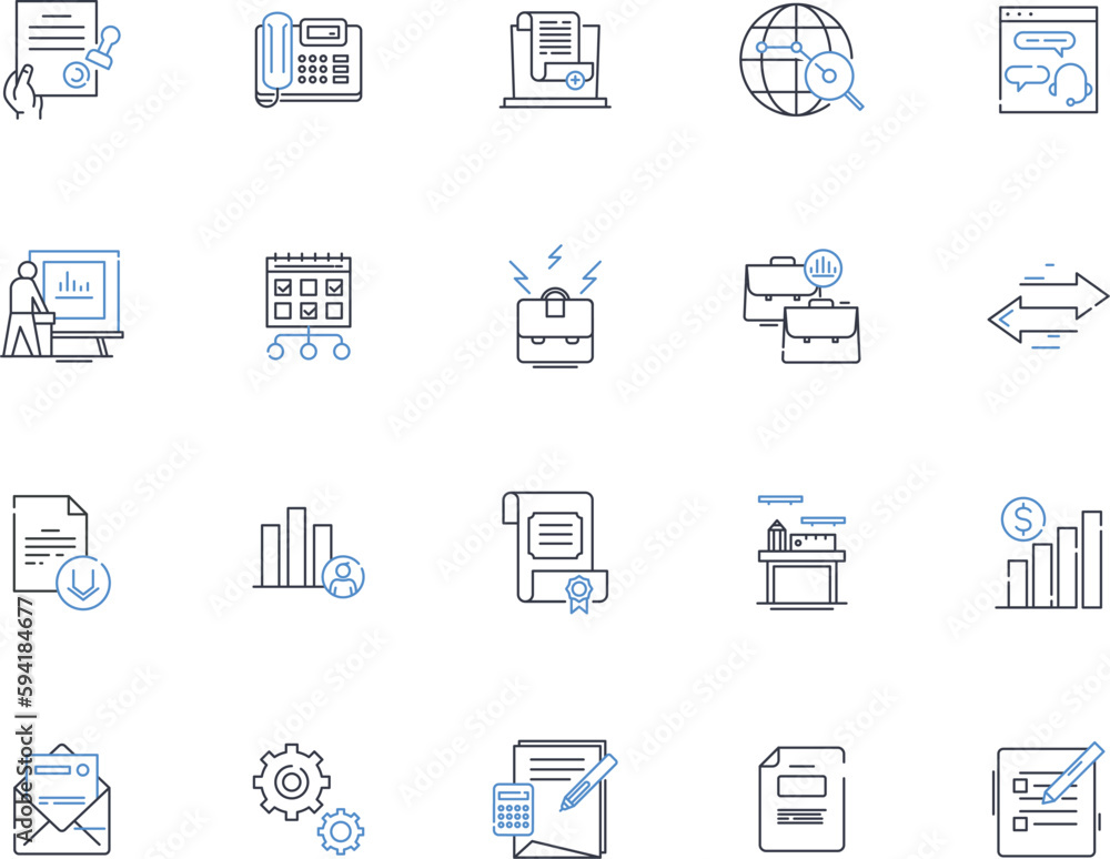 Enterprise Domain line icons collection. Business, Commerce, Corporation, Company, Industry, Management, Administration vector and linear illustration. Infrastructure,Strategy,Operations outline signs