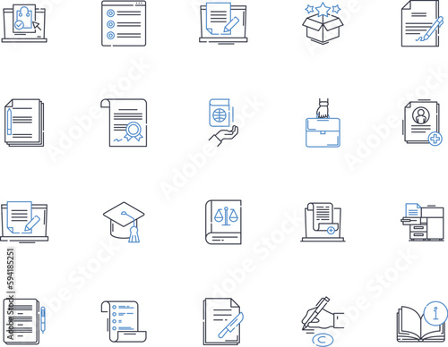 Softcopy line icons collection. Digital, Electronic, File, Document, PDF, Excel, Word vector and linear illustration. PowerPoint,Image,Scanner outline signs set