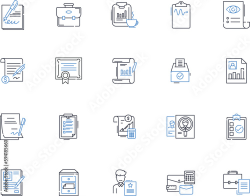 Compilations and forms line icons collection. Aggregates, Assemblages, Bundles, Collections, Combos, Composites, Concatenations vector and linear illustration. Configurations,Conglomerates,Conventions