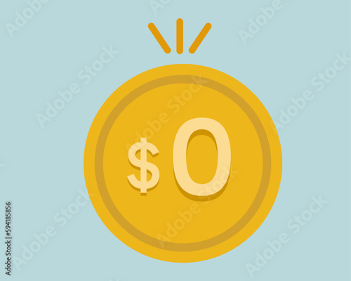 無料サービス ０円の米ドル外貨。お金 コイン。ベクターイラスト
