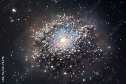 An image of a dwarf galaxy with a small and irregular Generative AI