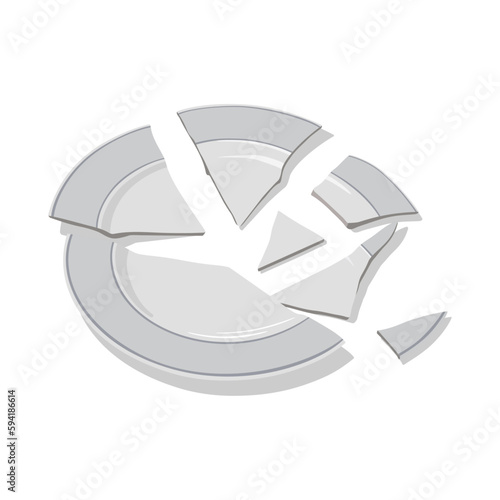 Broken plate. Vector illustration isolated on white background.