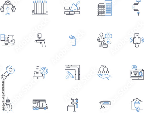 Engineer line icons collection. Innovator, Designer, Builder, Creator, Problem-solver, Optimizer, Mechanic vector and linear illustration. Technician,Inventor,Programmer outline signs set