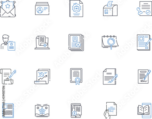 Corroboration line icons collection. Verification, Confirmation, Collaboration, Authentication, Support, Affirmation, Validation vector and linear illustration. Backing,Endorsement,Ratification
