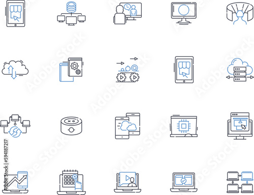 Electronic engineering line icons collection. Circuits, Semiconductor, Microcontrollers, Transistors, Sensors, Robotics, Nerks vector and linear illustration. Amplifiers,Power,Control outline signs