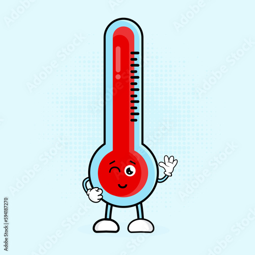 Cute Thermometer Character Vector Illustration, the character is designed in a friendly and adorable way, making it suitable for children's designs as well.