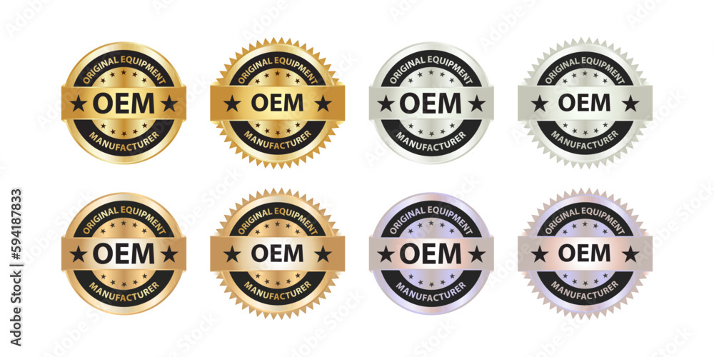 Original Equipment Manufacturer vector icon badge stamp with gold, silver, bronze and platinum colour. Vector illustrator. Original Equipment Manufacturer vector icon badge stamp with gold, silver, bronze and platinum colour. Vector illustrator.