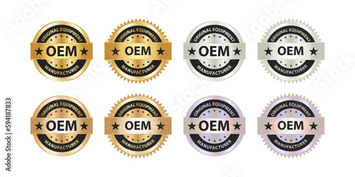 Original Equipment Manufacturer vector icon badge stamp with gold, silver, bronze and platinum colour. Vector illustrator.