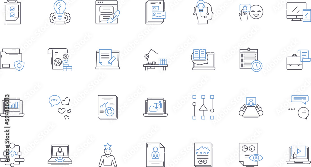 Electronic media line icons collection. Streaming, Podcasting, Broadcasting, Digital, Audio, Video, Multimedia vector and linear illustration. Mobile,Online,Social outline signs set