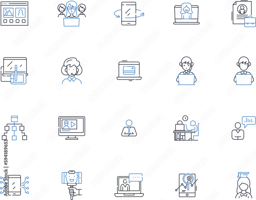 Bookkeeping Account line icons collection. Ledger, Balance, Journal, Debit, Credit, Reconciliation, Book vector and linear illustration. Income,Expense,Trial outline signs set