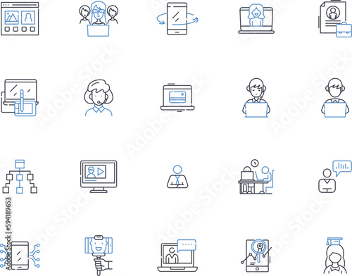 Bookkeeping Account line icons collection. Ledger, Balance, Journal, Debit, Credit, Reconciliation, Book vector and linear illustration. Income,Expense,Trial outline signs set
