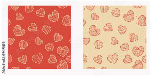 Seamless parterre with stylish hearts. Two vector patterns for banners or fabric. 