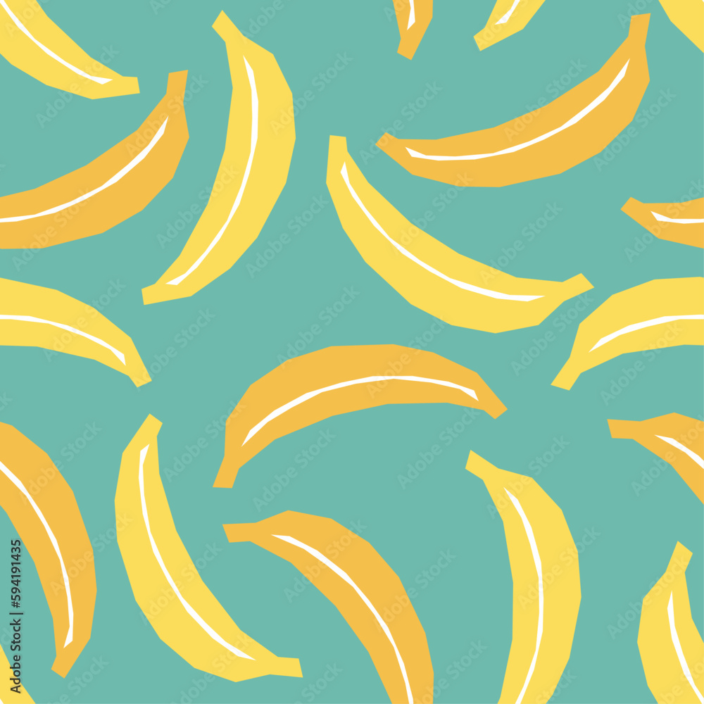 Minimalist cut out collage style banana seamless pattern