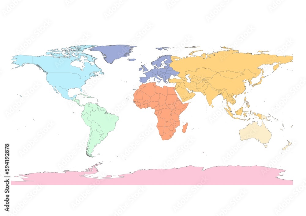 World continent map border infographic land atlas