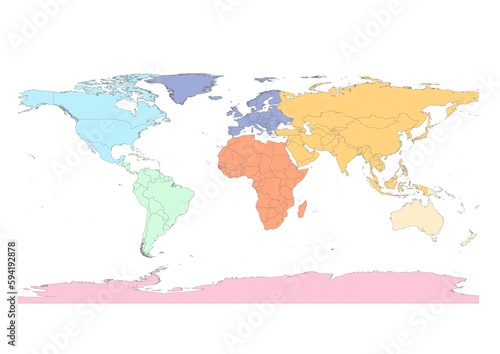 World continent map border infographic land atlas