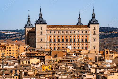 View of The Alcazar of Toledo. It is a stone renaissance fortification located in the highest part of Toledo. 