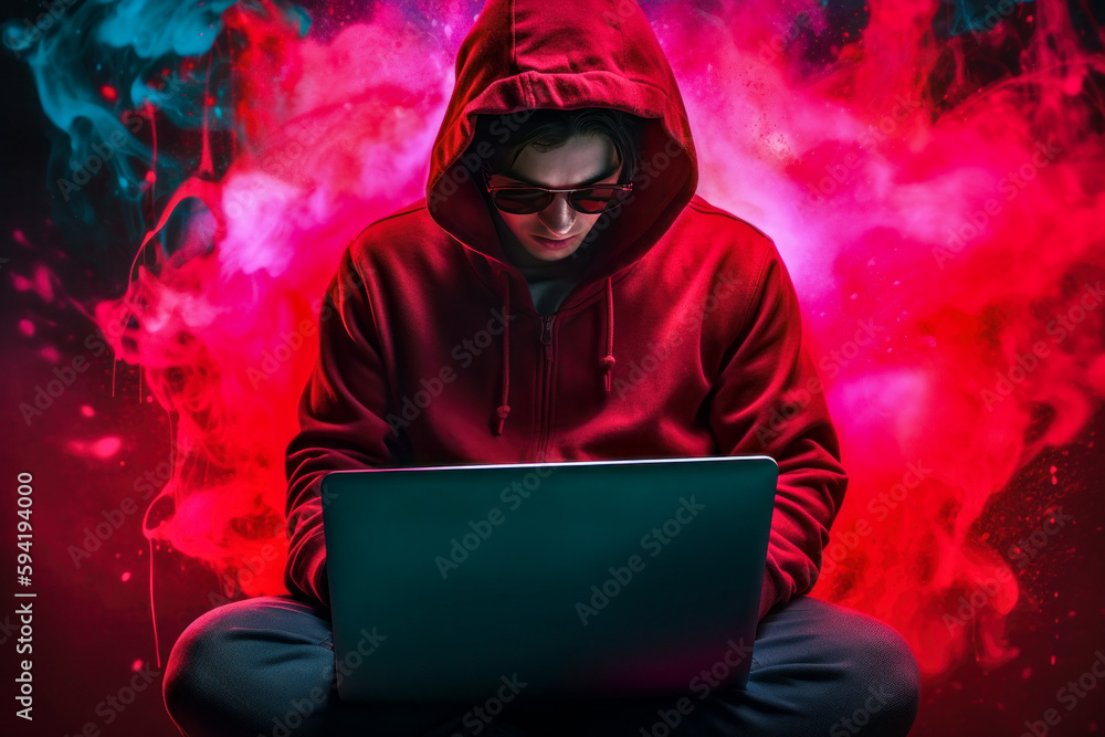 Dangerous Hooded Hacker Breaks Into Company Network And Performing A Cyber Attack. Dangerous Hooded Hacker Breaks Into Company Network And Performing A Cyber Attack.
