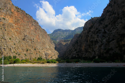 Fethiye Butterfly Valley, yachts are vacationing around the island. © Samet