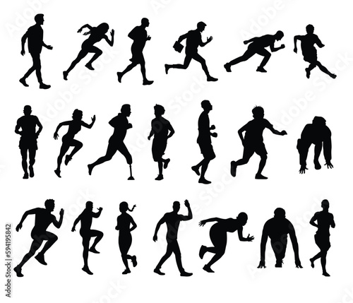 Running man and women vector silhouette © Rafy