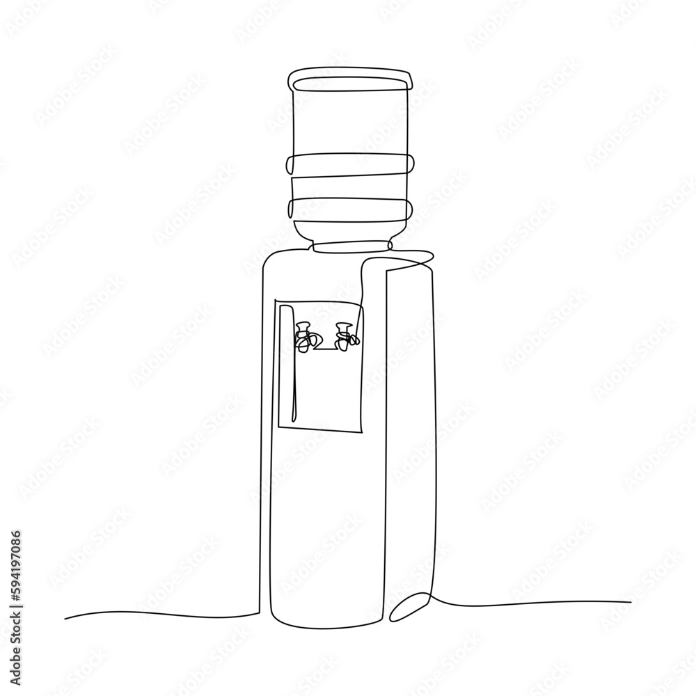 Water dispenser continuous single line vector illustration. One line
