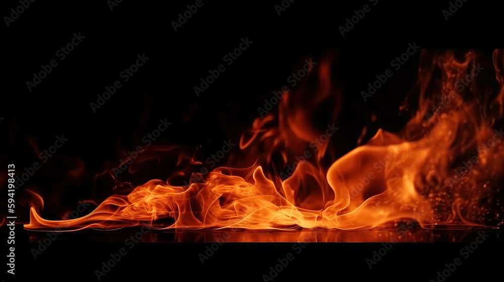 Fototapeta premium Beautiful fire background, generative ai.