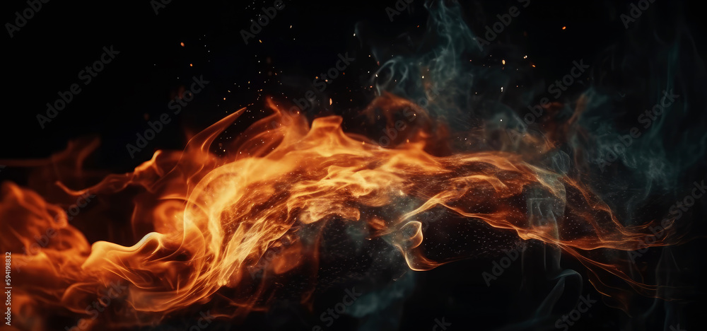 Fototapeta premium Beautiful fire background, generative ai.
