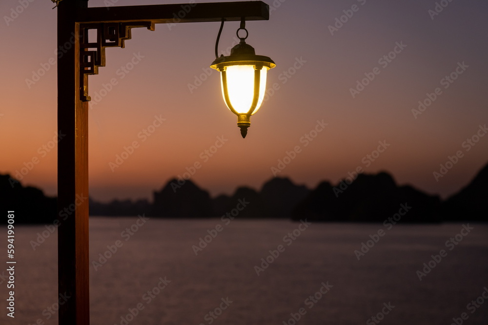 amazing sunset at Ha Long Bay. South China Sea, Vietnam amazing sunset at Ha Long Bay. South China Sea, Vietnam