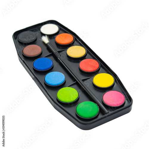 palette of watercolors paint isolated on the white