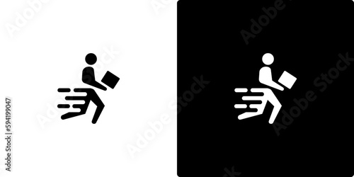 quick fast delivery man dash logo vector icon illustration