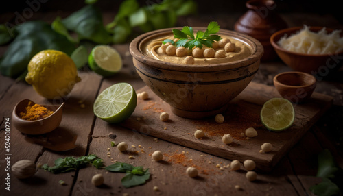 homemade hummus with chickpeas  generative ai