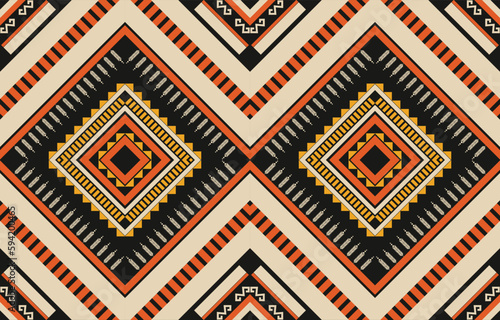 Wallpaper Mural Ethnic abstract ikat art. Fabric Morocco, geometric ethnic pattern seamless  color oriental. Background, Design for fabric, curtain, carpet, wallpaper, clothing, wrapping, Batik, vector illustration Torontodigital.ca