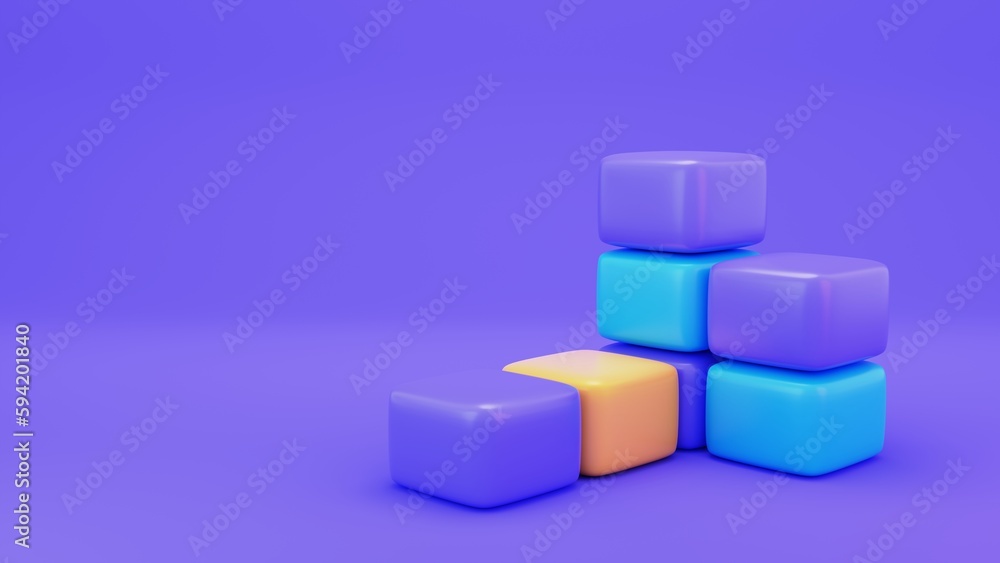 3d render of podium design for product presentation and advertising showcase. Sweet purple, blue and yellow game color scene concept. 3d render of podium design for product presentation and advertising showcase. Sweet purple, blue and yellow game color scene concept.