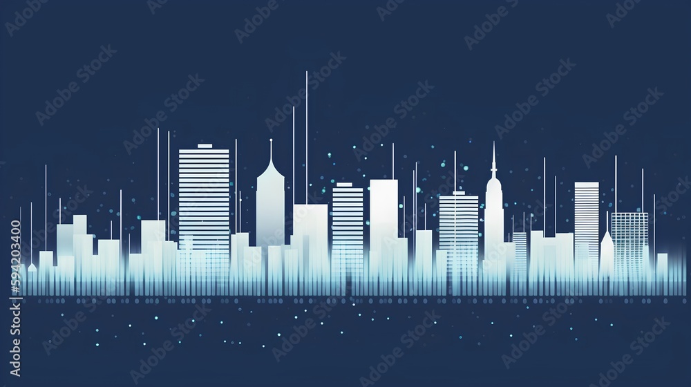 Futuristic city skyline at night, showcasing interconnected skyscrapers. Innovative engineering, intelligent infrastructure, and cyberspace connections. Generative AI