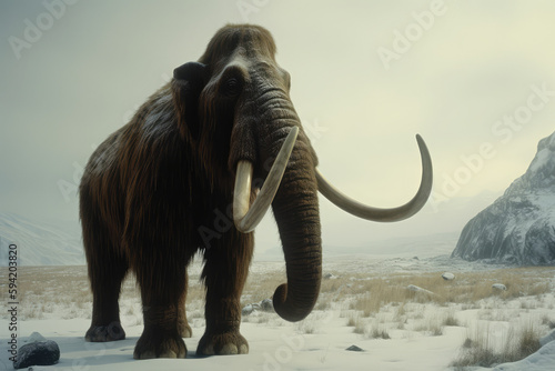 Woolly Mammoth, an enormous mammal, extinct animal, generative AI