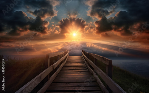 stairway to heaven   bridge leading to heaven  to the ultimate goal  achieving success  meeting God  symbol of Christianity  generative ai