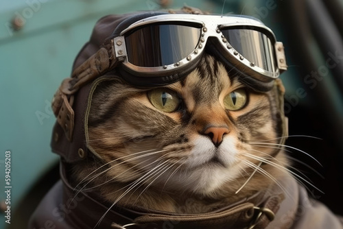 Wallpaper Mural Cat with Pilot glasses, generative ai Torontodigital.ca