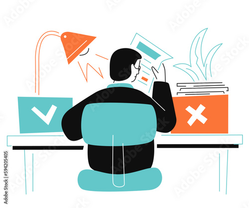 Pros and cons - colorful flat design style illustration