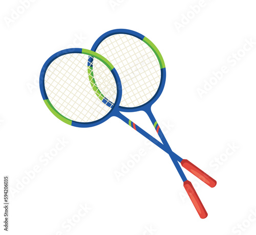 Concept Sport goods tennis. This illustration features two tennis rackets on a white background. Vector illustration. © Andrey