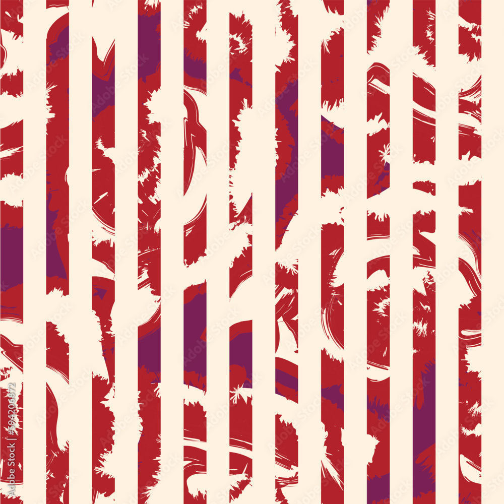 Naklejka premium Colourful Floral Striped Seamless Pattern Design