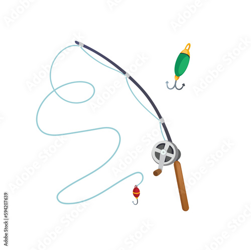 Concept Camping fishing trap. The illustration depicts a camping fishing trap on a white background. Vector illustration.