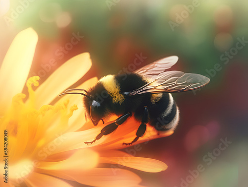 Bee collecting Nectar Illustration