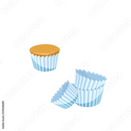 Concept Cooking cupcakes baking forms. This illustration features a set of flat  vector cupcakes forms for baking delicious treats. Vector illustration.